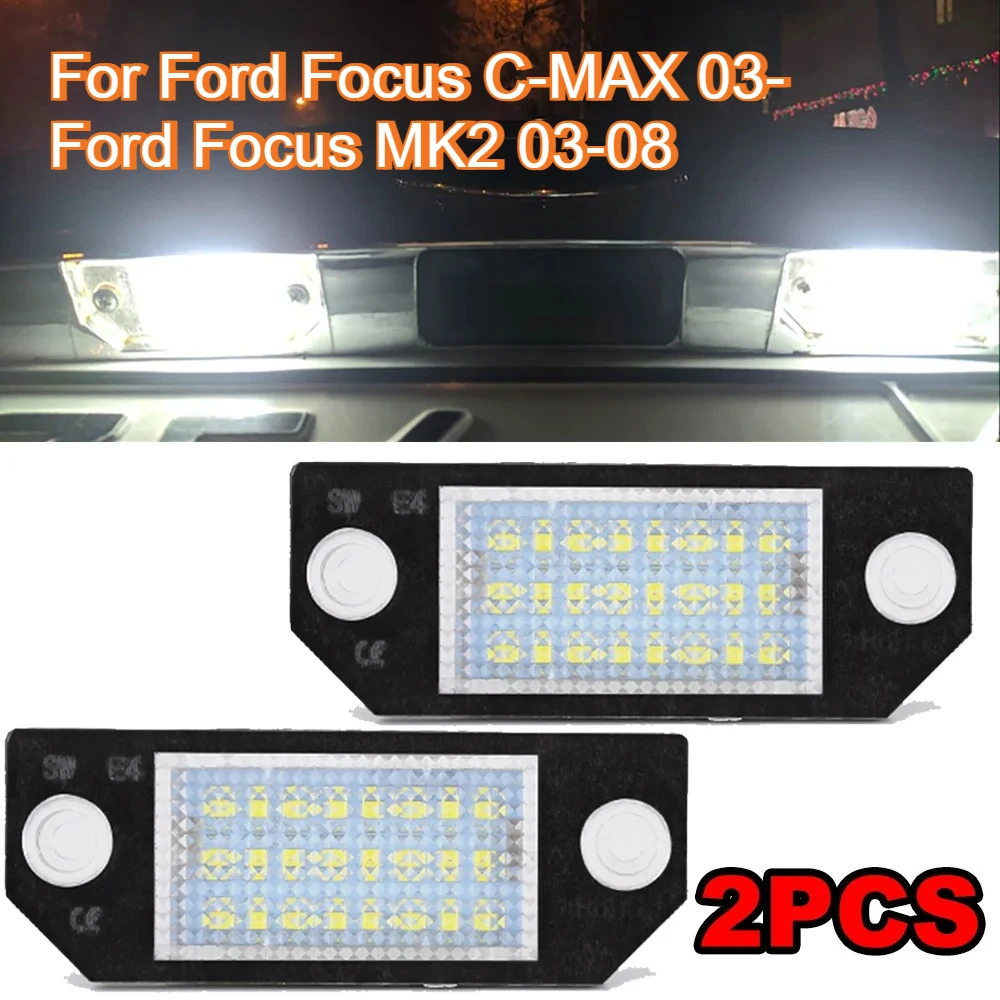 

2PCS Car LED Number License Plate Light Lamps Lighting Upgrade For Ford Focus 2 ST 225 C Max 2003 2004 2005 2006 2007 2008 2MK2