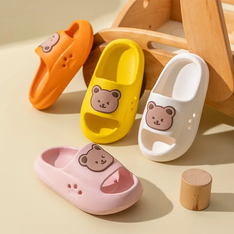 Little Bear Children's Slippers for Girls and Boys Summer Home Thickened Soft Bottom SlippersforOuterWearingCartoon Baby Coolers