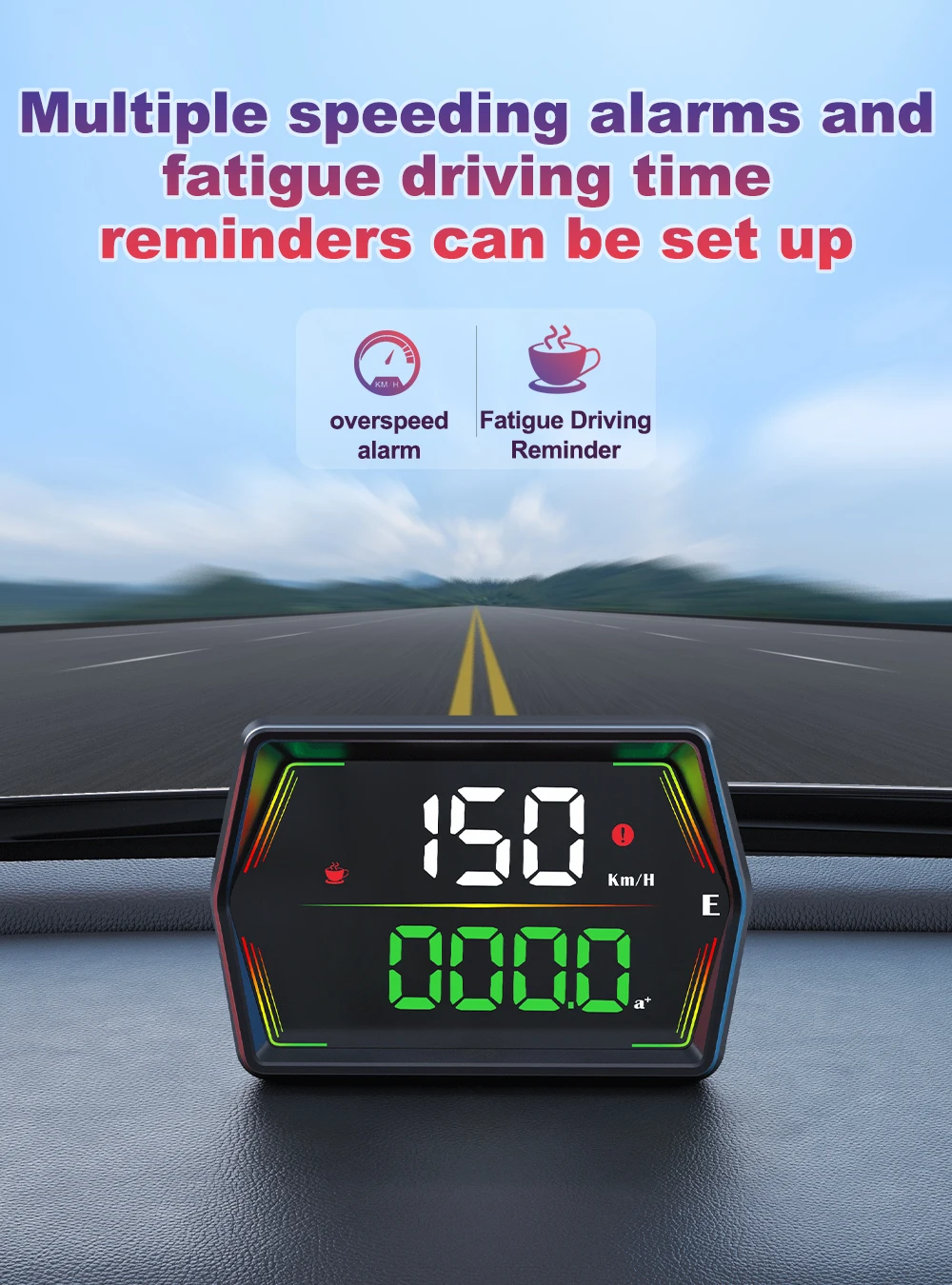 HUD G21 Head-up-Display Auto Digitaler Tachometer Großer Schriftzug Kompass Uhrzeit Geschwindigkeitswarnung Windschutzscheiben-Projektor für alle Fahrzeuge – Detail 7