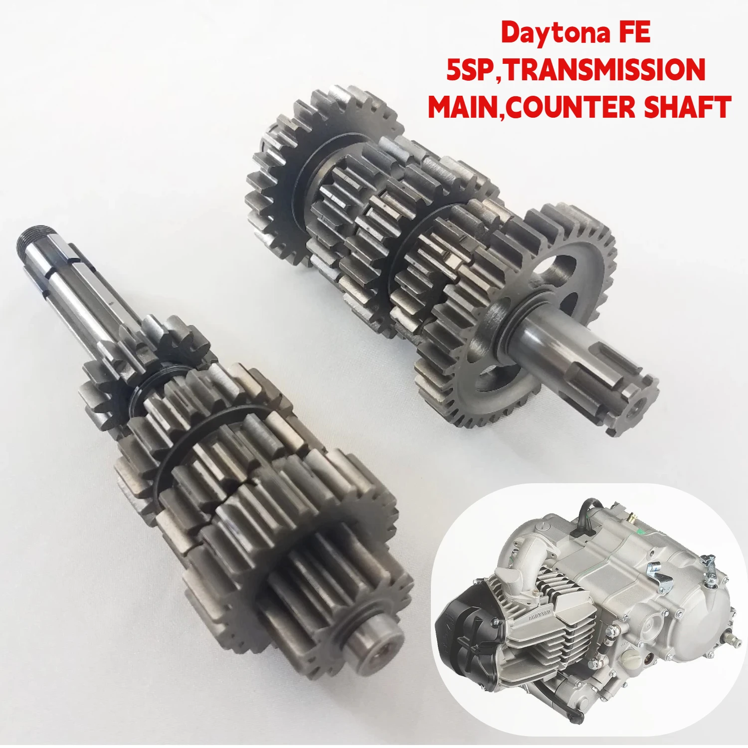 Caixa de Câmbio de 5 Velocidades Daytona FE 5SP 190cc com Eixo Principal e Eixo de Transmissão Original para Motores Anima DT190 FE 4 Válvulas de Pit Bike