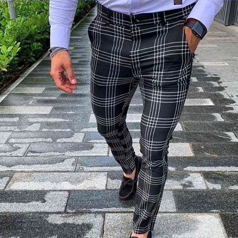 Square Printed Straight Tube Formal Suit Pants For Men's Summer Fashion Business Casual Pants Set For Men's Stretch MA2