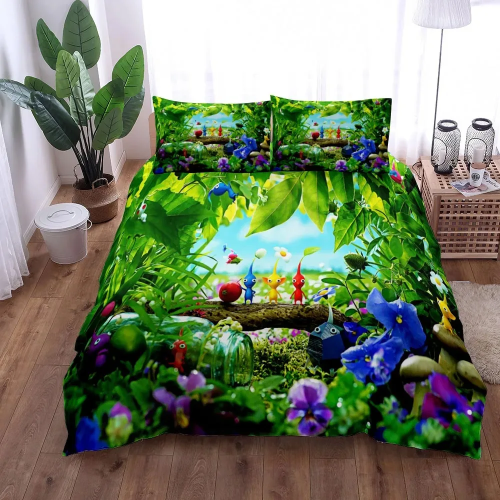 

Pikmin Bugs Duvet Cover Set King Queen Double Full Twin Single Size Bed Linen Set Cover with Pillowcase Custom