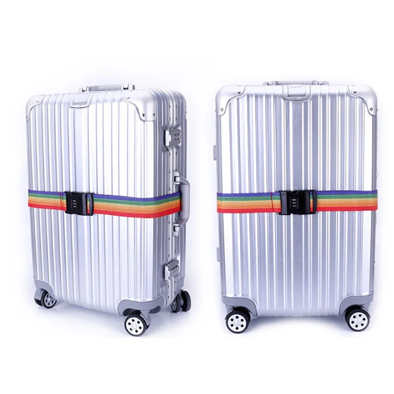 2Meters Rainbow Password Lock Packing Luggage Bag With Luggage Strap 3 Digits Password Lock Buckle Strap Baggage Belts