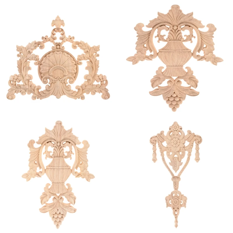 1Pc Unpainted Carving for Door Wall Cabinet Bed Bench Chair Sofa DIY Furniture 23*20cm 24*16cm 28*26cm 30*15cm 38*19cm 40*23cm