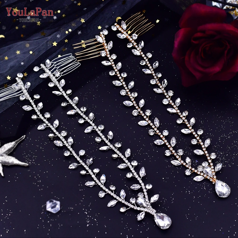 

YouLaPan Exquisite Rhinestone Hair Comb Popular Bride Headpiece Forehead Pendent Headwear Wedding Jewelry Hair Accessories HP465