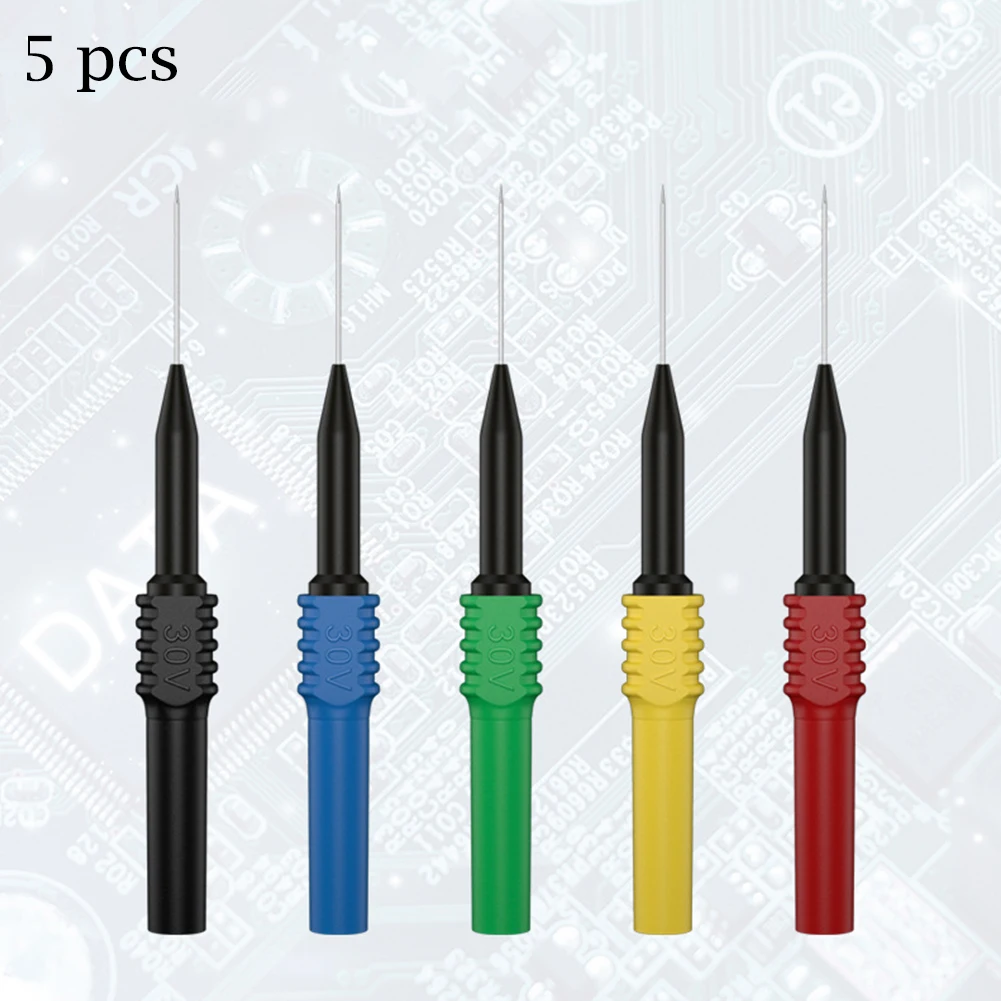 Tools Test Probe Multimeter 30-60V 30A 4mm 5PCS Head Needle Insulated Low Frequency Nondestructive Probe Set Probe