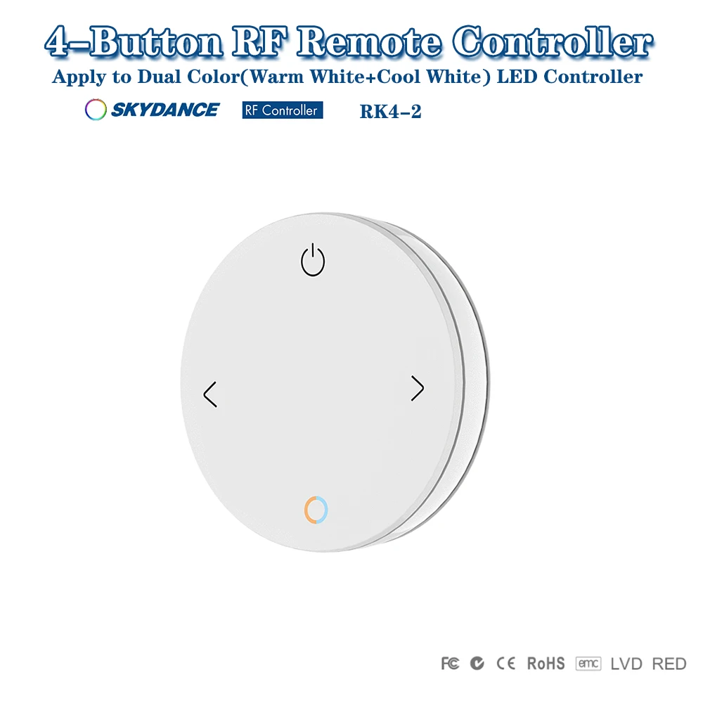 Skydance RK4-1 RK4-2RK4-4RK4-U 1Zone Dimmen 4-Knop 2,4GHzRF Afstandsbediening Voor Single/Dual Color RGB/RGBW LED Controller