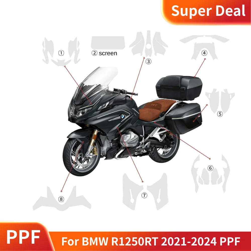 

Для BMW R1250RT 2024, комплект PPF для мотоцикла, защитная пленка для краски из ТПУ, защитная пленка для всего тела, наклейка против царапин, приборная панель, подходит для 2021-2024