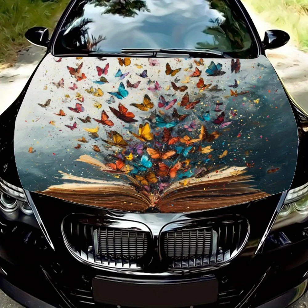 

The Butterfly in the Book Car hood packaging sticker, PVC material, self-adhesive waterproof, anti-slip paint, car exterior deco
