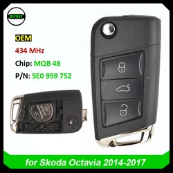 DIYKEY 5E0 959 752 - 434 MHz - MQB 48 Chip do Skody Octavia 2014 2015 2016 2017 Bezkluczykowy inteligentny pilot zdalnego sterowania 5E 0959752