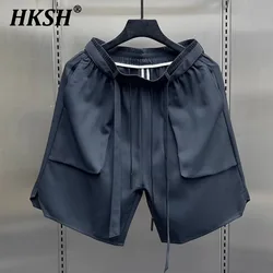 HKSH Spring Summer New Thin Ice Silk Breathable Casual Shorts For Men Tide High Sense Loose Handsome Straight Chic Capris HK0810