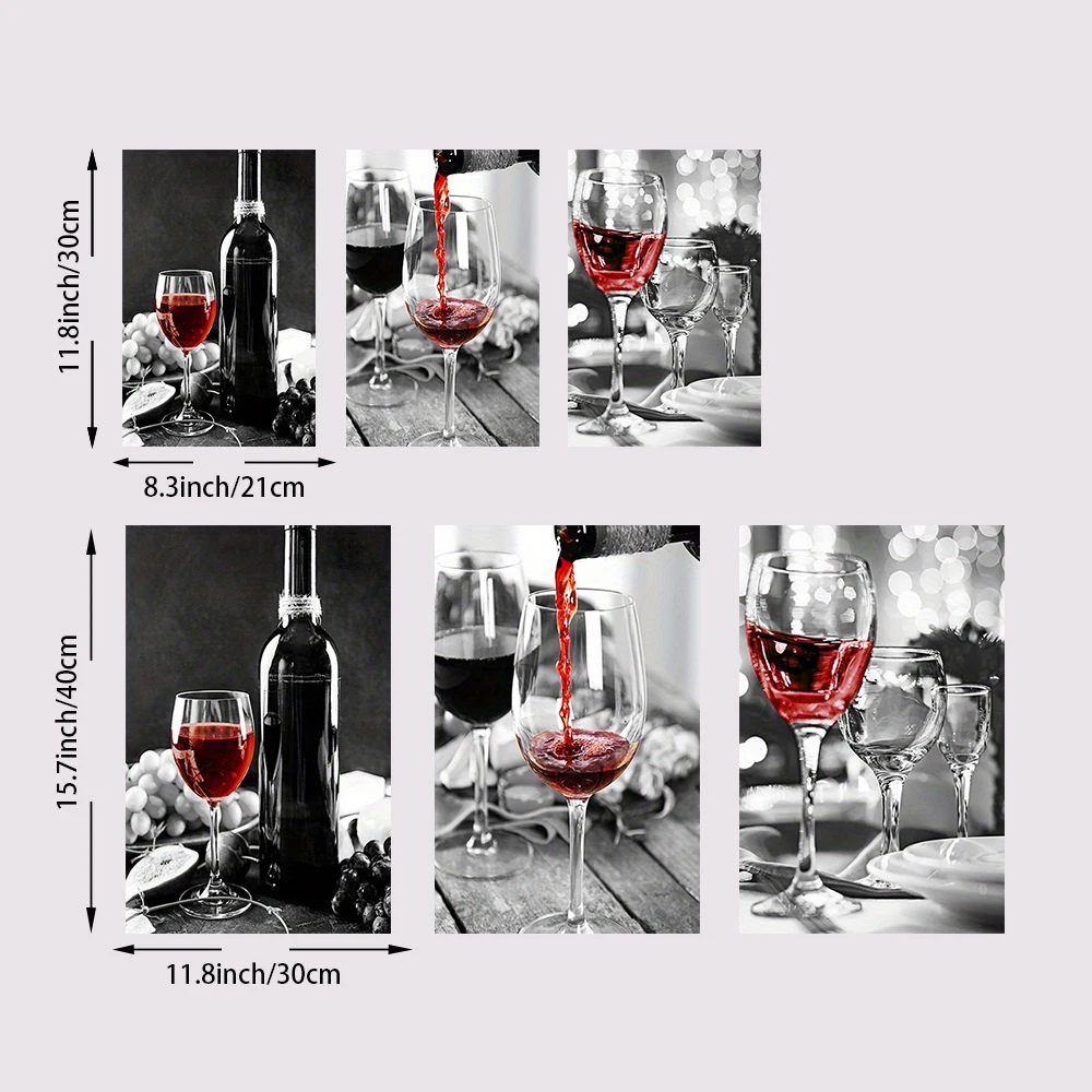 فرملس المطبخ المشارك النبيذ الأحمر وزجاجة صورة أسود أبيض شرب الرسم على لوحات القماش الجدارية غرفة الطعام ديكور المطعم #6