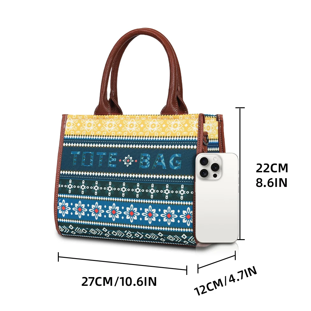 Cross border ethnic style mother bag, women\'s bag, European and American retro crossbody tote bag, large capacity canvas bag