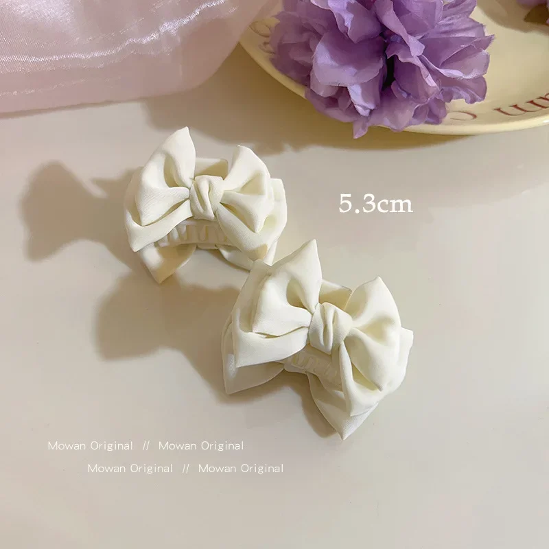 Sweet Satin Bow Hair Claw Clip Small Princess Head Shark Clip Colorful Bang Side Hair Grasping Clip Simple Headdress for Girl