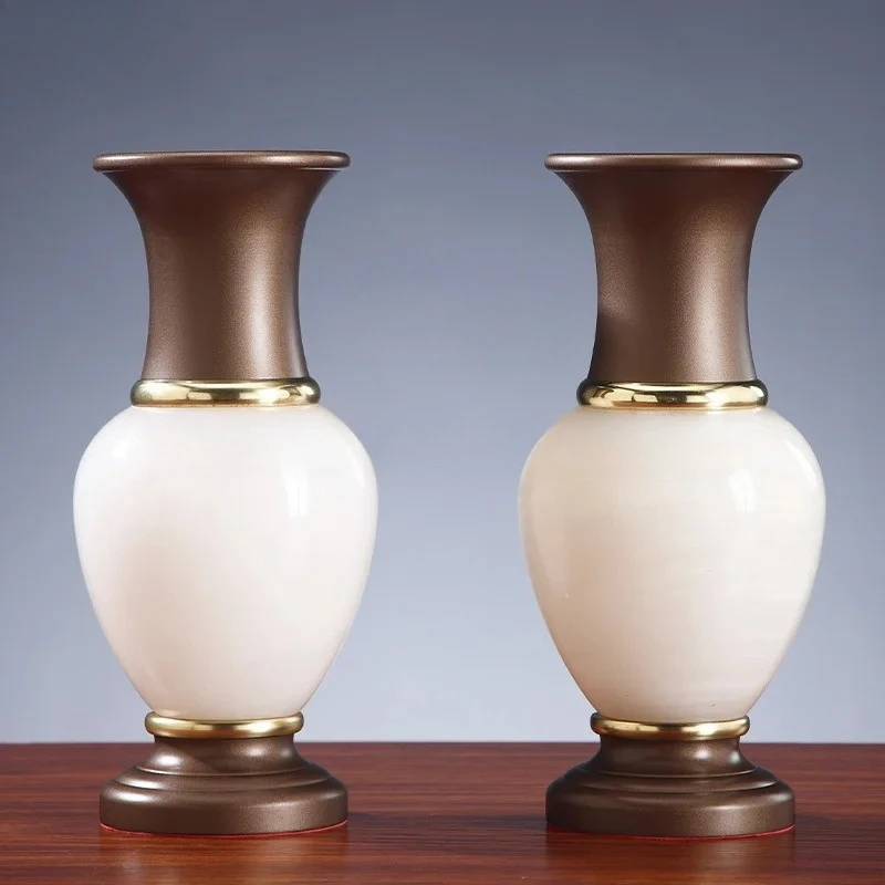 PYH  marble vase with copper inlaid holy water bottle with vase offering set