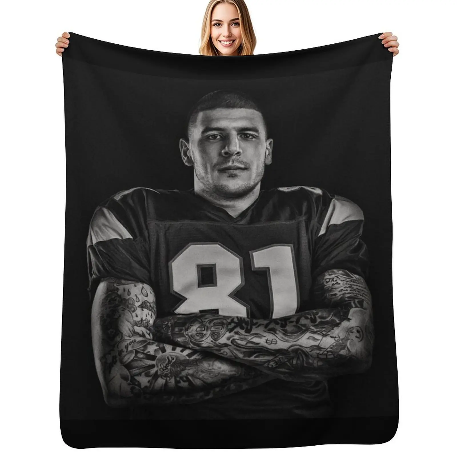 

Aaron Hernandez Throw Blanket Multi Use Warm Blanket for Living Room Bedroom