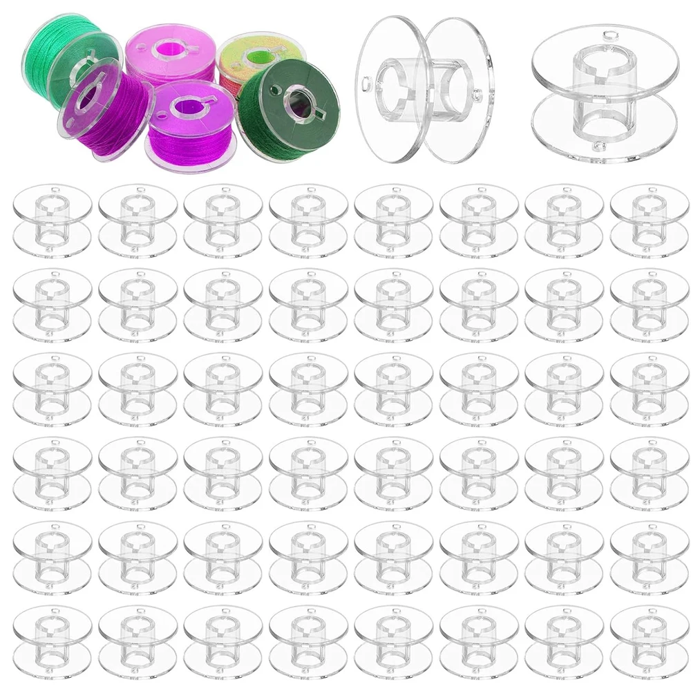 

50Pcs Clear Plastic Sewing Machine Bobbins Transparent Bobbins Spools Embroidery Bobbins for Sewing Thread Sewing Accessories
