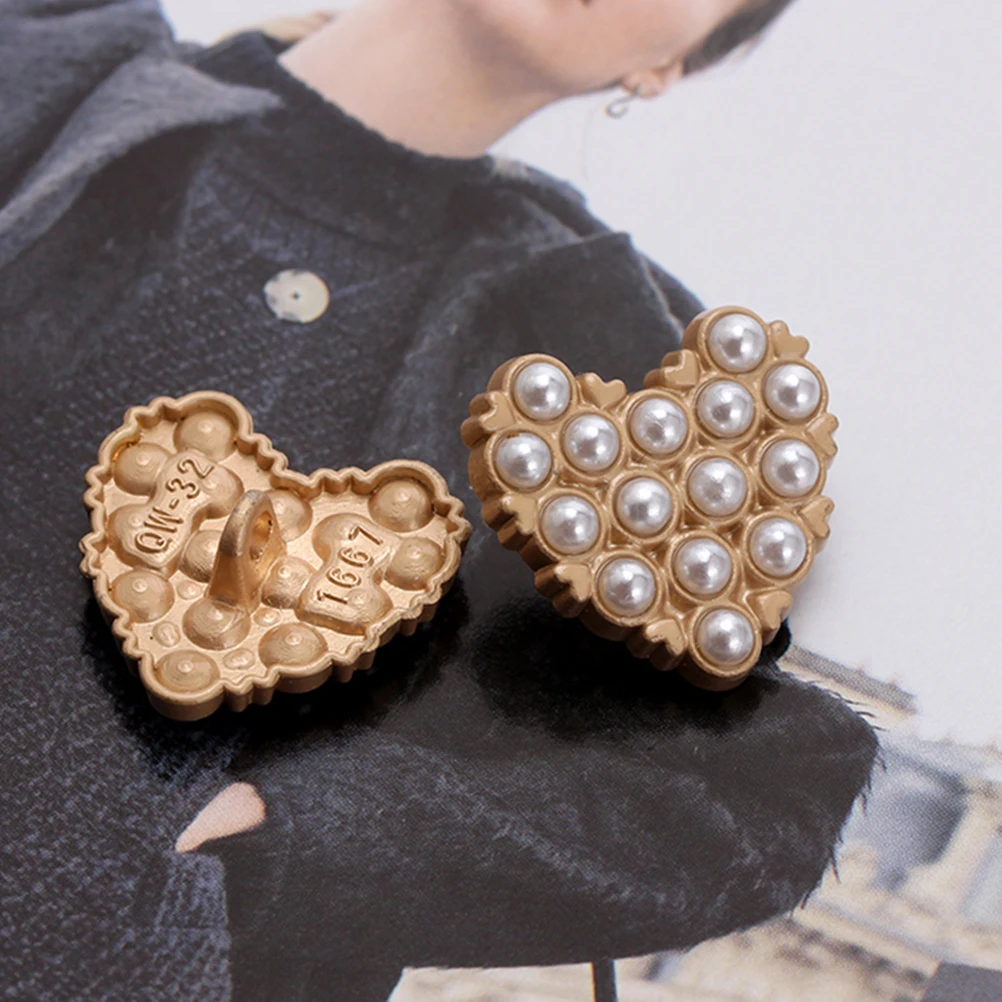 

10Pcs Pearl Buttons Zinc Alloy Artificial Pearl DIY Sewing Buttons for Clothing Decor Craft Fastener Accessories