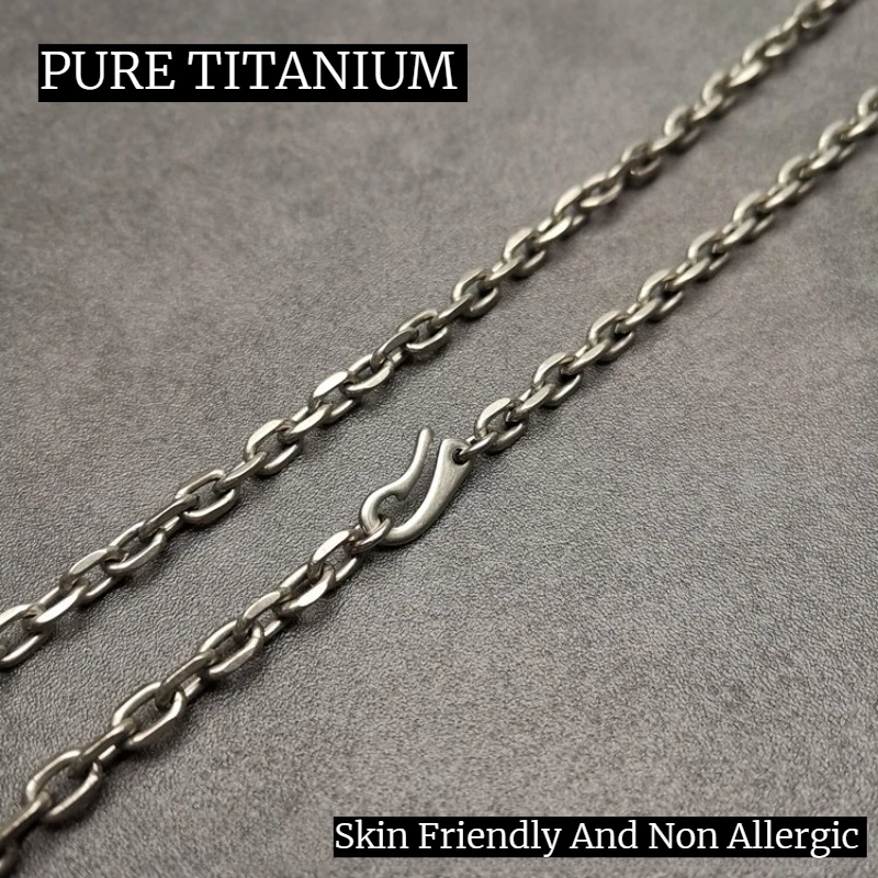 

TA1 Pure Titanium 5.2mm Thick Clavicle Chain Necklace O-Rim Chain Retro Punk Hip Hop Trend Men Necklace Jewelry Non Allergic
