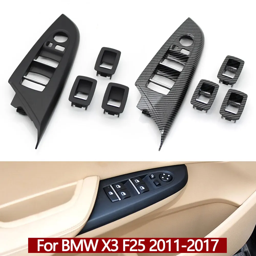 

LHD RHD Car Interior Front Rear Door Window Lifting Switch Cover Trim Decoration Outer Frame Replace For BMW X3 F25 2011-2017
