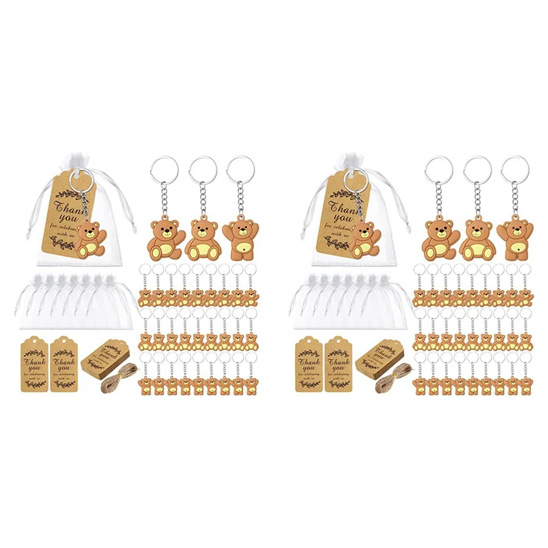 الترويج! 40 قطعة هدايا تذكارية لاستحمام الطفل هدية الدب المفاتيح حقيبة من الأورجانزا شكرا لك كرافت العلامة للضيوف فتاة صبي حفلة عيد ميلاد Supp