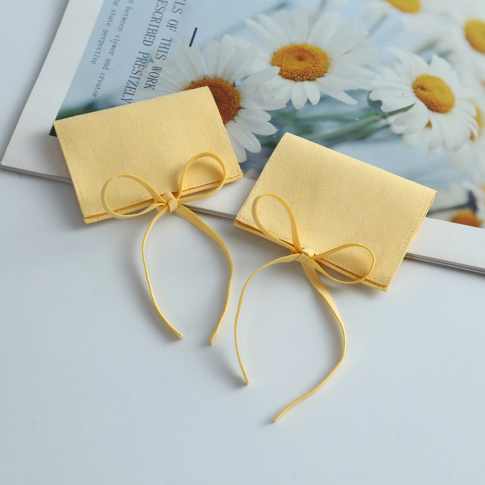 

Storange Packaging Pouch Wholesale Yellow Microfiber Jewelry Ring Earrings Envelope Bag Candy Wedding Gift Party Present