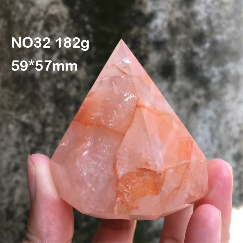 59*57mm Natural Rainbow Fire Quartz Diamond Shape Carving Crystal Stones Pyramid Ornaments Meditation Yoga Witch Home Decor