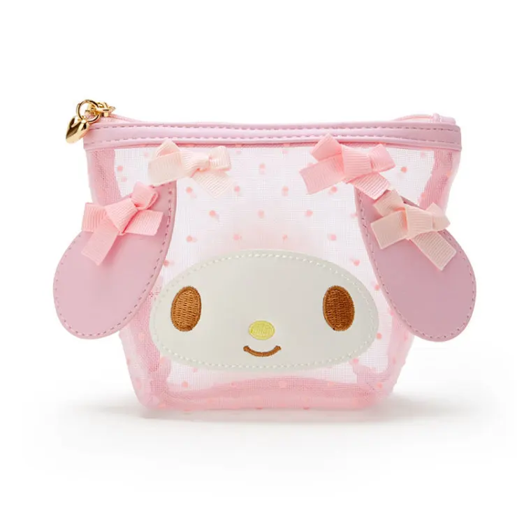 Kuromi Melody Cartoon Kawaii Mesh Cosmetic Storage Bag Anime Portable Travel Sundries Clutch Pouch Creative Coin Purse Gifts Toy