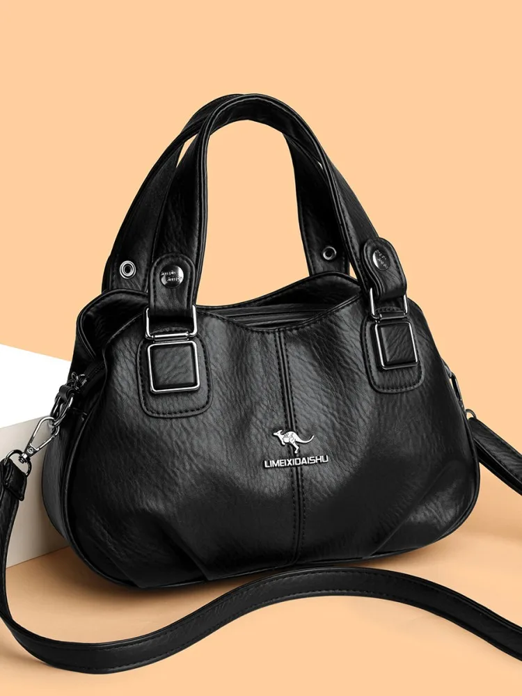 Women's leather handbag, women's 2026 new single shoulder crossbody bag, middle-aged mother bag, fashionable soft leather bag