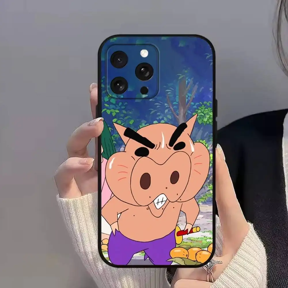 B-Buriburizaemon Pig Phone Case For iPhone 16e,16,15,14,13,12,11,Pro,X,XS,Max,XR,Plus,Mini Soft Black Cover