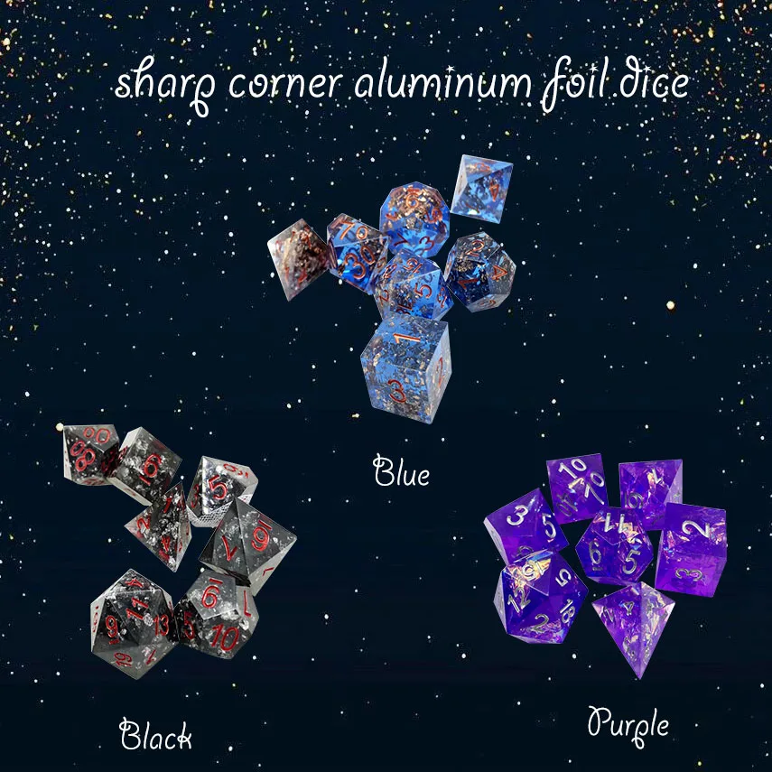 juego de mesa d20 dice bulk Black/purple/ Blue Sharp Edged set dados rol Polyhedron dice Sharp Corners for dungeons and dragons