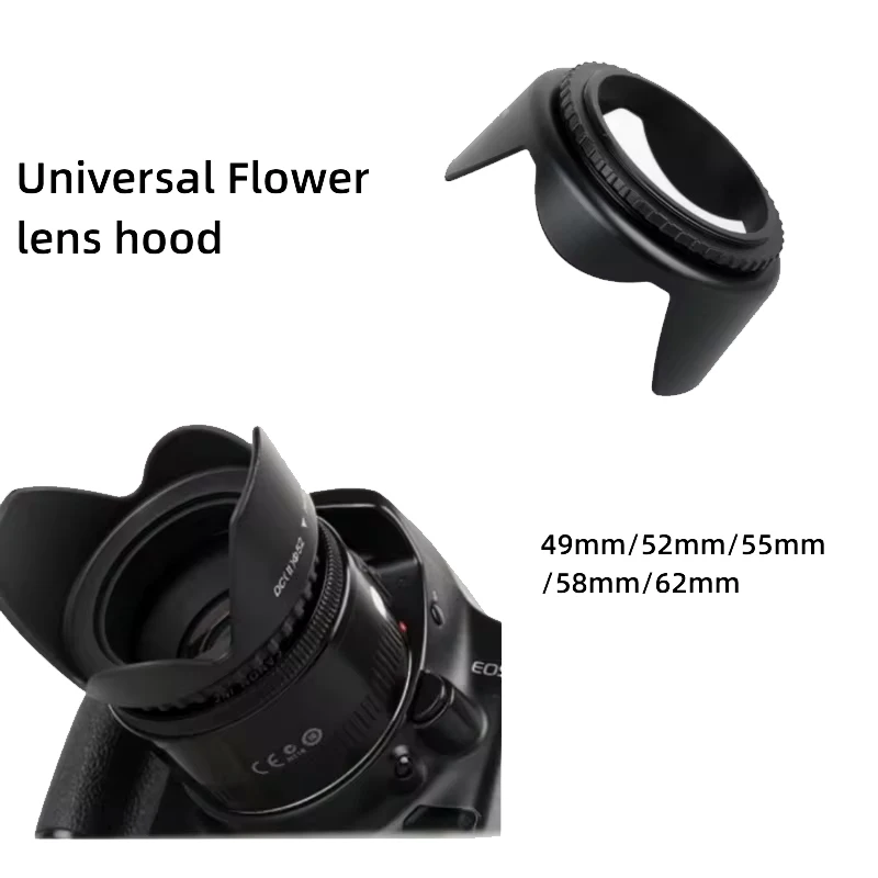 49mm 52mm 55mm 58mm 62mm 67mm 72mm 77mm 82mm 49-82mm Flower Lens Hood for Nikon D5500 D5300 D5200 D5100 D3300 D3200 With 18-55mm