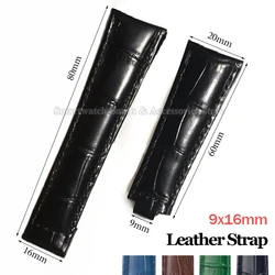 20mm Leather Watch Strap for Rolex for GMT Wrist Band Sport Bracelet 9x16mm Metal Folding Buckle Cowhide Wrist Band Accessories