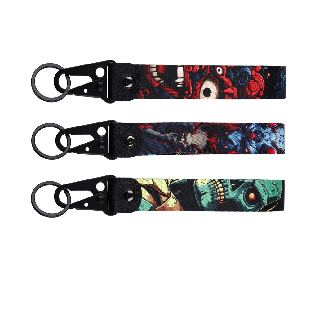 Horror Theme Skeleton Key Fobs Holder Keychain for Men Women Key Ring Key Tag Bags Halloween Accerssories Chaveiro