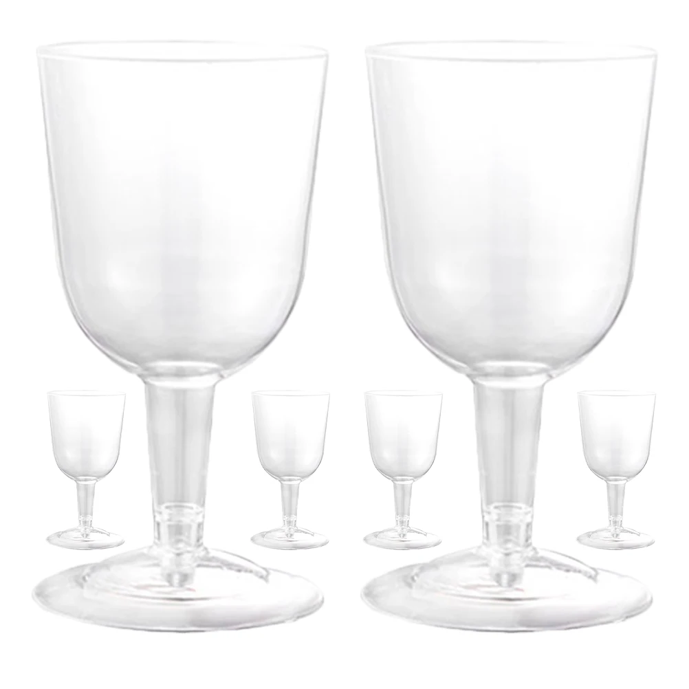 

6pcs Wine Glasses Set Clear Plastic Stemmed Cups For Parties Reusable Shatterproof Drinking Glasses Wedding Birthday Events