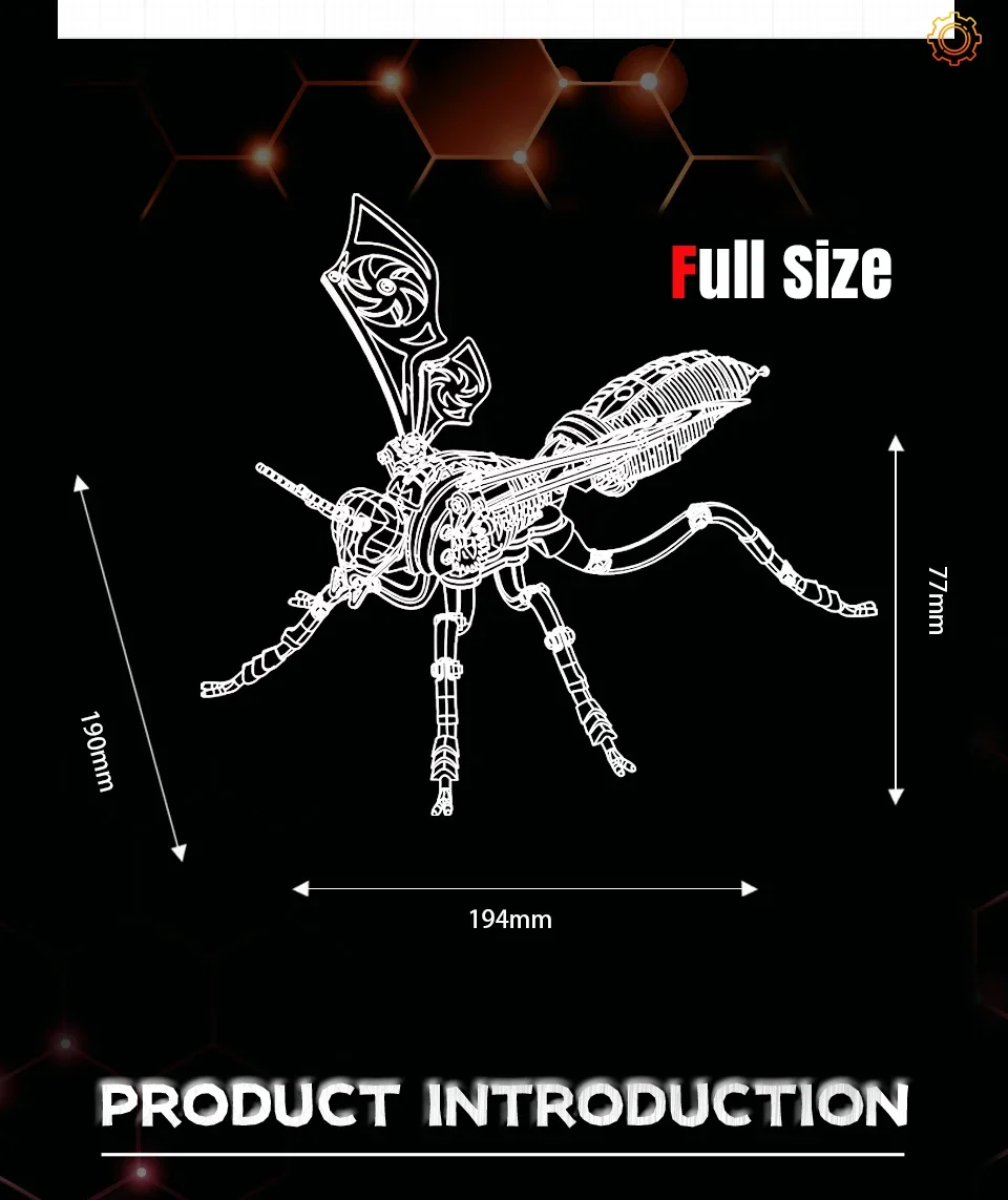 DIY Large Wasp Metal Animal Assembly Toy 3D Puzzle Mechanical Insects Model for Boy Kids Adults Gift view 5