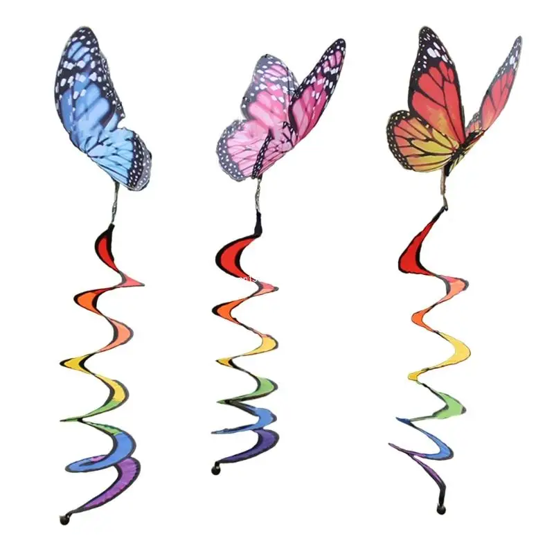 Colorful Butterfly Wind Twisters Curlie Spinners Ornaments for Home Garden Parties Event Eye Catching Outdoor Decoration