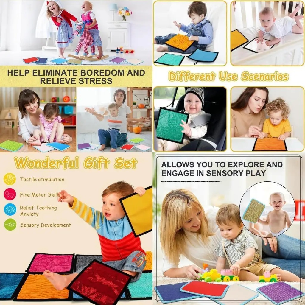 

K8GF 16pcs Portable Sensory Mat улучшает разведку младенцев и навыки визуального цвета