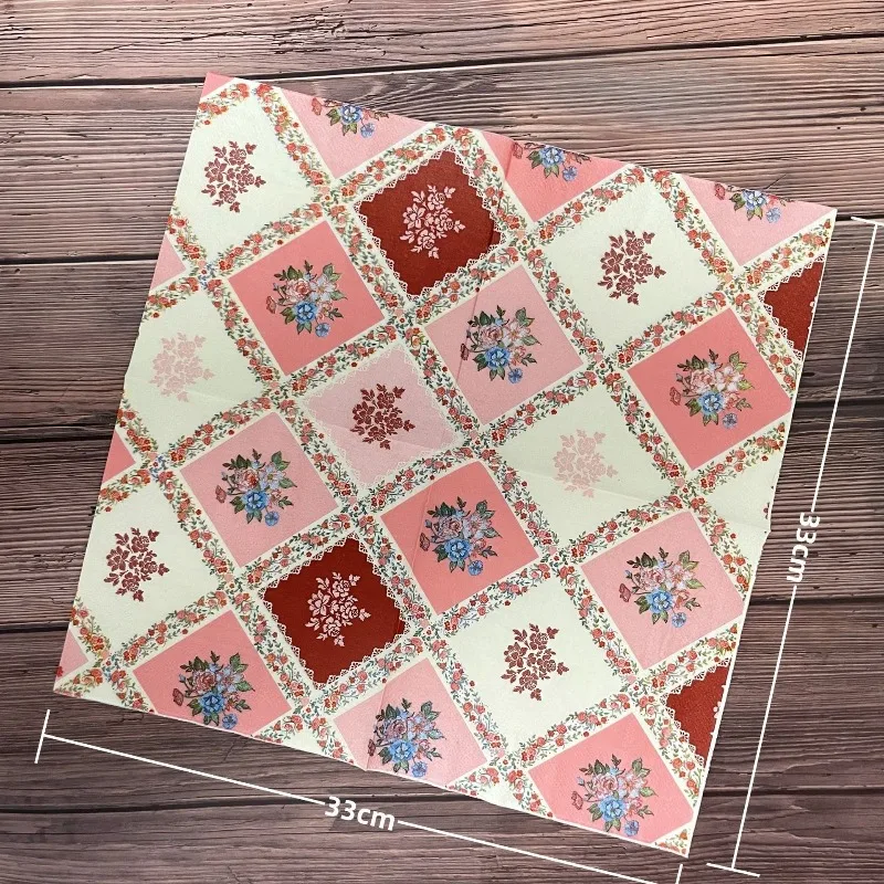 20pcs 33 * 33cm 2Ply Pastoral Patchwork Style Napkins Dining Table Atmosphere Decoration DIY Decoupage Paper