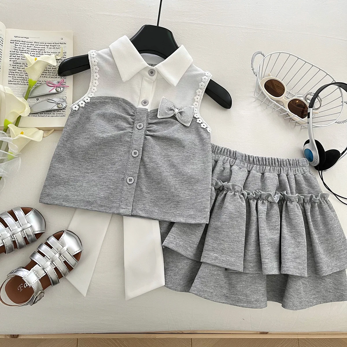 

Girls Clothing Sets Summer 2025 Children Cotton Sleeveless Shirts Skirts 2pcs Princess Dress Suit For Baby Cute Outfits Kids 8Y