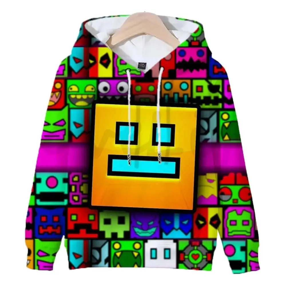 Kids Geometry Dash Hoodies 3d Printed Cartoon Game Girls Boys Hoody Sweatshirts Children Pullovers Coat