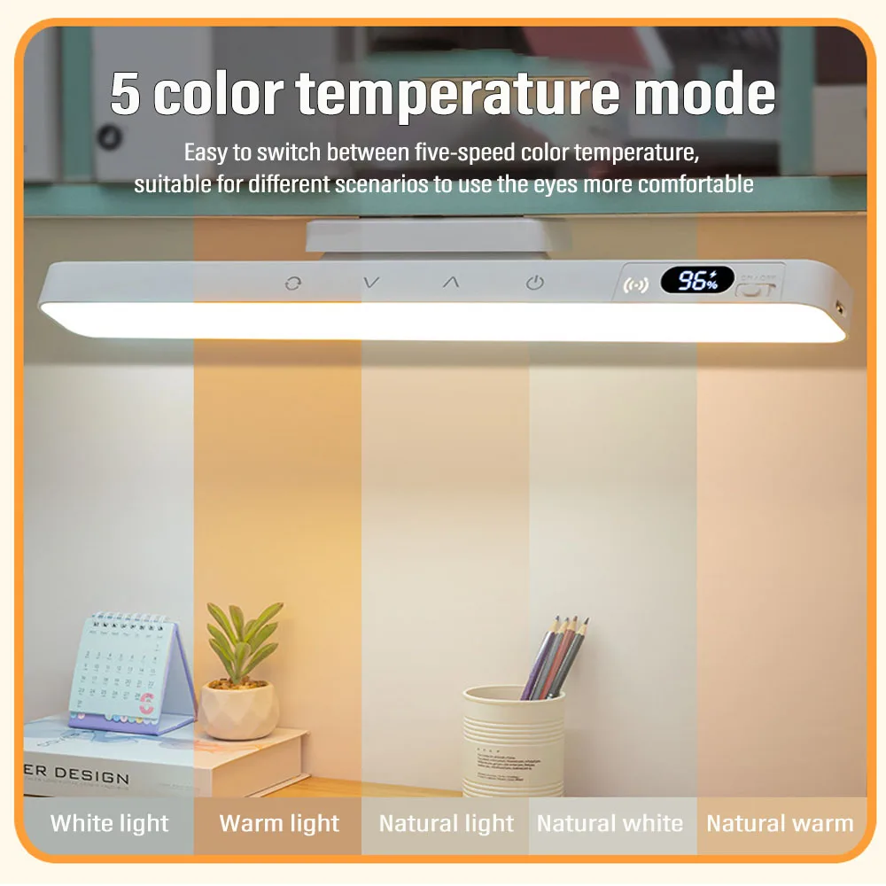 LED Table Lamp Magnetic Hanging USB Rechargeable Desk Lamp 5 Color Reading Light Dimmable Cabinet Closet Wardrobe Night Light