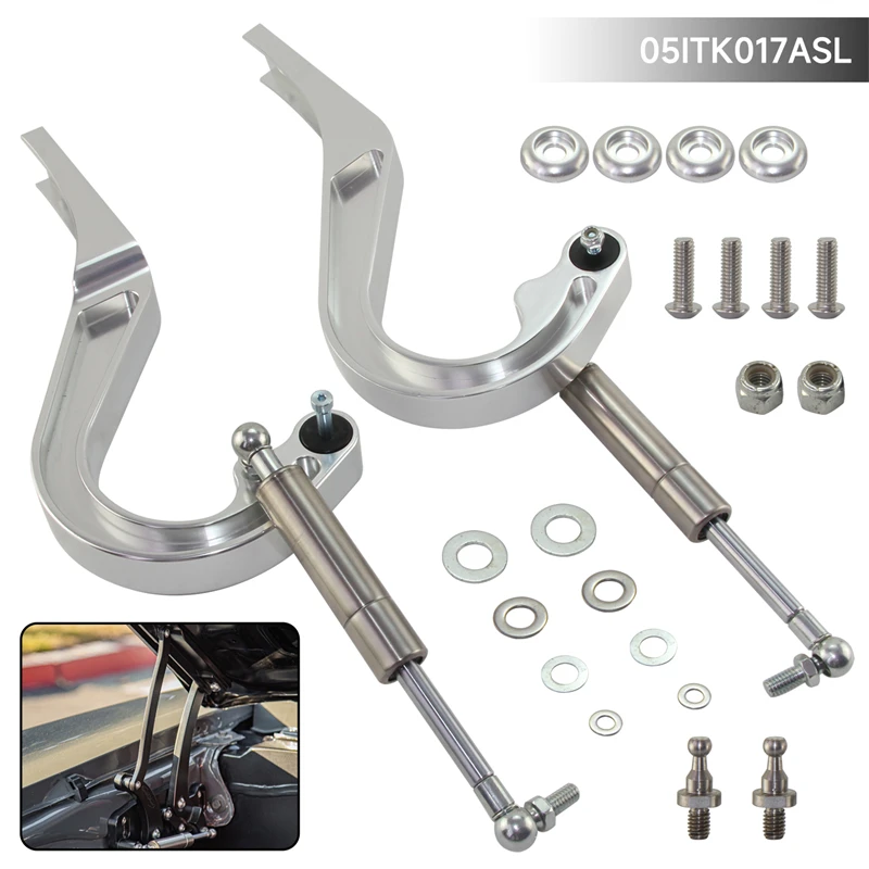 Left+Right Billet Aluminum Hood Hinge Kit For 1967-1969 Chevrolet Camaro Trunk CNC L6V8 3.8L 7.0L Engine Silver