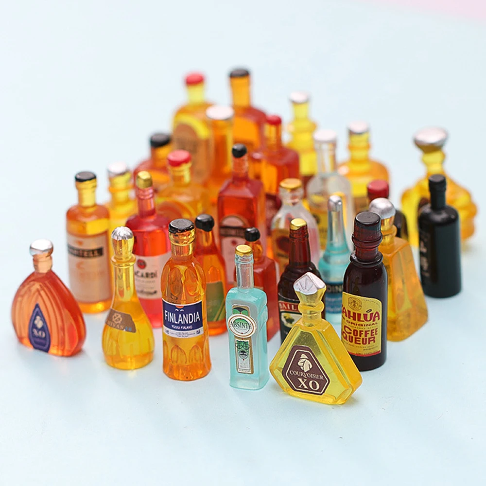 12-teiliges Miniatur-Flaschenset aus Kunstharz im Maßstab 1:12, Dekoration für DIY Miniaturküche, Wohnzimmer-Szenen-Dekoration für DIY-Bastelarbeiten – Detail 2