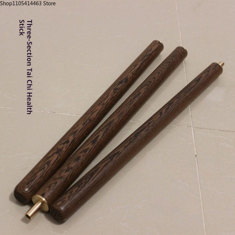 Bastón de Artes Marciales Plegable 3 en 1 de Madera de Wenge, Bastón de Salud para Tai Chi, Bastón de Caminar para Qigong, Varilla de Entrenamiento Combinada de Madera Sólida
