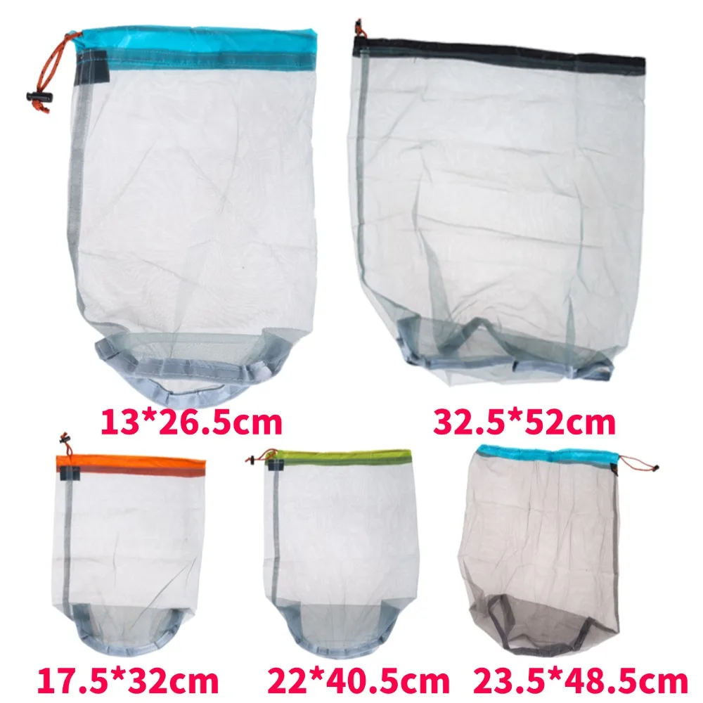 المشي لمسافات طويلة تسلق الاشياء كيس حقيبة الغسيل خفيفة التخييم الرياضة شبكة الرباط حقيبة التخزين للتخييم السفر التنزه S-XXL