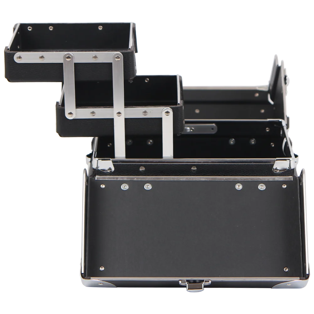 ALICOS DFF201-VB 24x14x21.5 سم حقيبة قطار مكياج احترافية مع صواني متعددة الطبقات، صندوق منظم مستحضرات التجميل المحمول، Trave الصلب