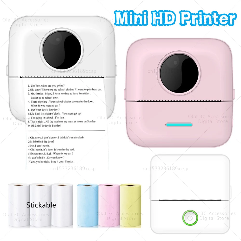 Pocket Mini Printer Portable Thermal Adhesive Label Printer Photo Inkless Sticker Printers Impresora Portatil BT For IOS Android