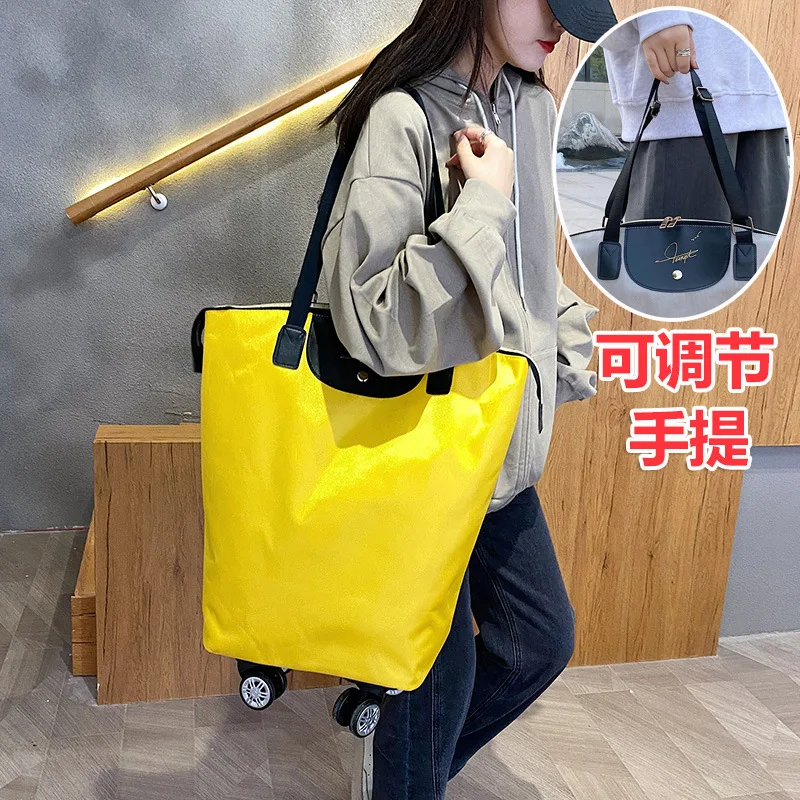 Foldable Shopping Bags Folding Shopping Pull Cart Trolley Bag With Wheels Reusable Grocery Bags Food Organizer Vegetables Bag