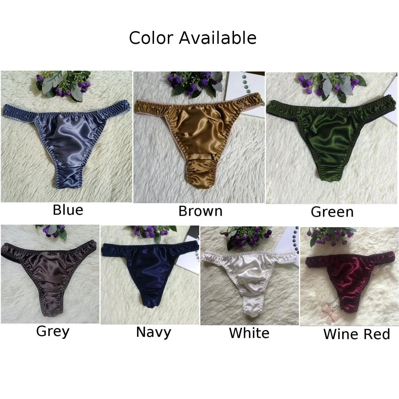 Men\'s Briefs Satin Sexy Underwear Bulge Pouch G-string Soft Smooth Panties Comfortable Underpants Man Elastic Solid Knickers